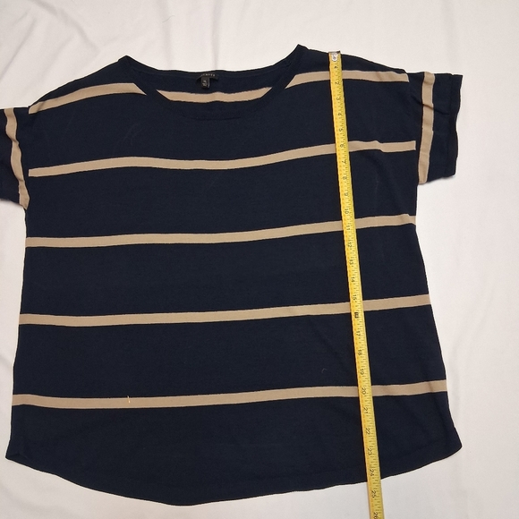 Talbots Navy Blue and Beige Striped Short Sleeve Top Wimen Size XL - Picture 4 of 16